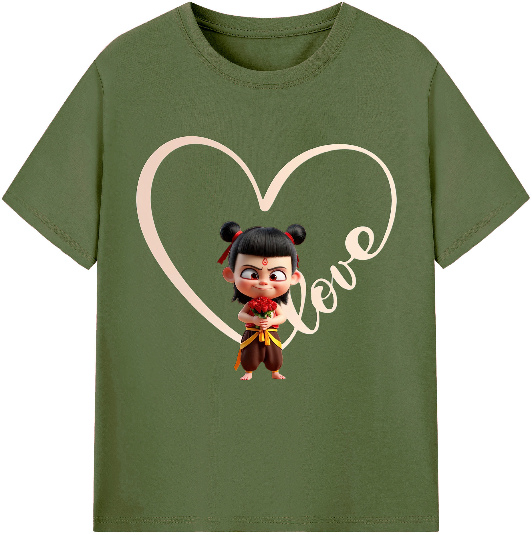 （画像用） Ne Zha 2 ナタ 魔童の大暴れ 綿100％半袖Tシャツ（フロントプリント）